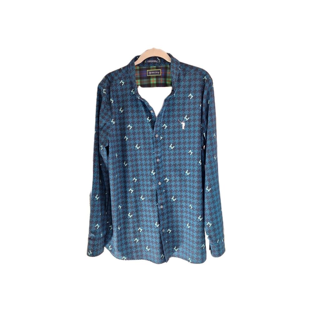 William Murray Size L Button Up Long Sleeve Golf Shirt